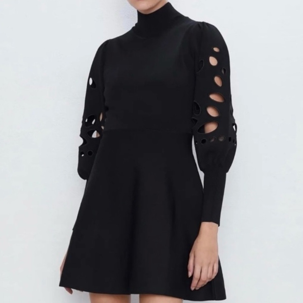 Black Long Sleeve Dress With Cutout Sleeves